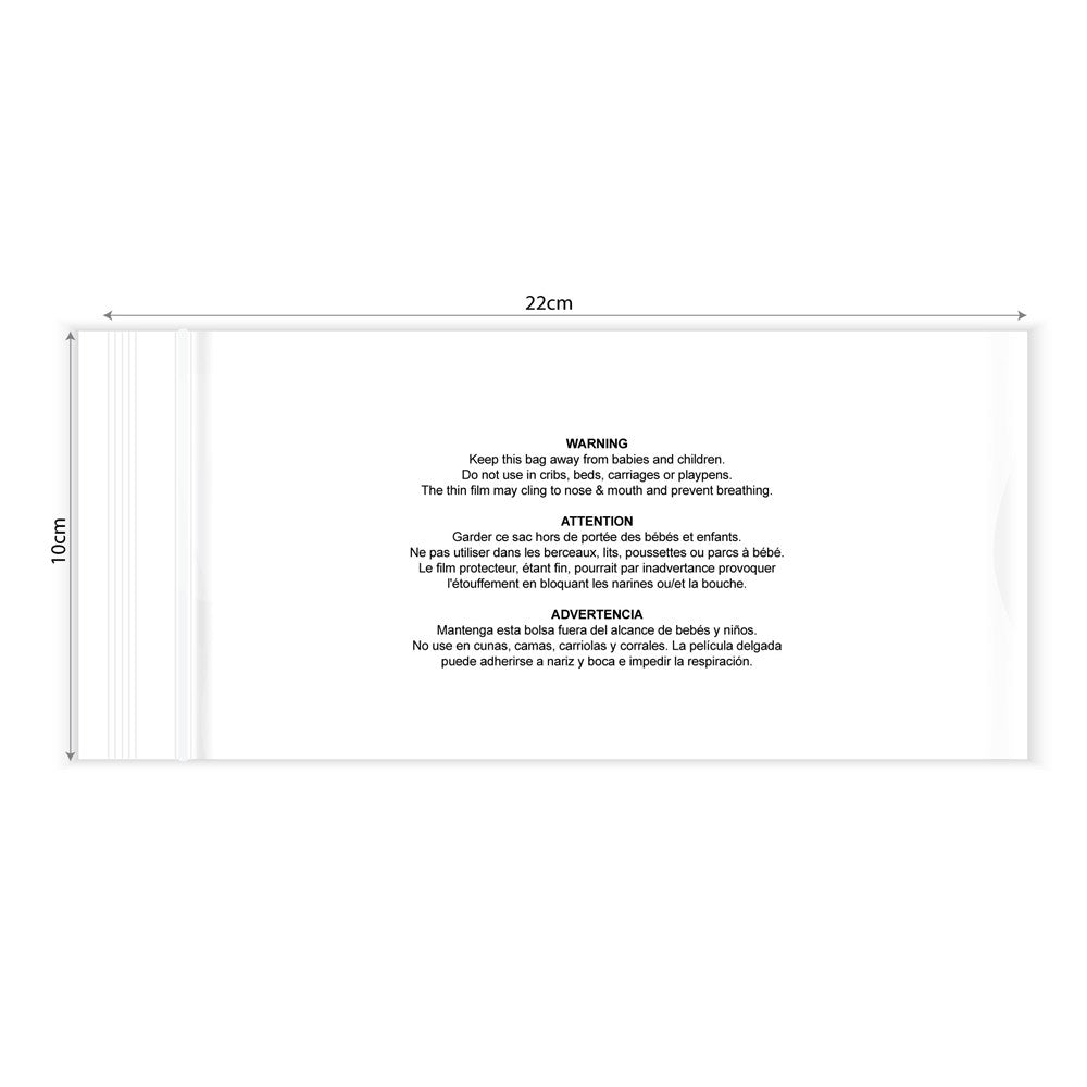 KIM &amp; C Zipper Poly Bags with suffocation warning notice (100pc/pk)