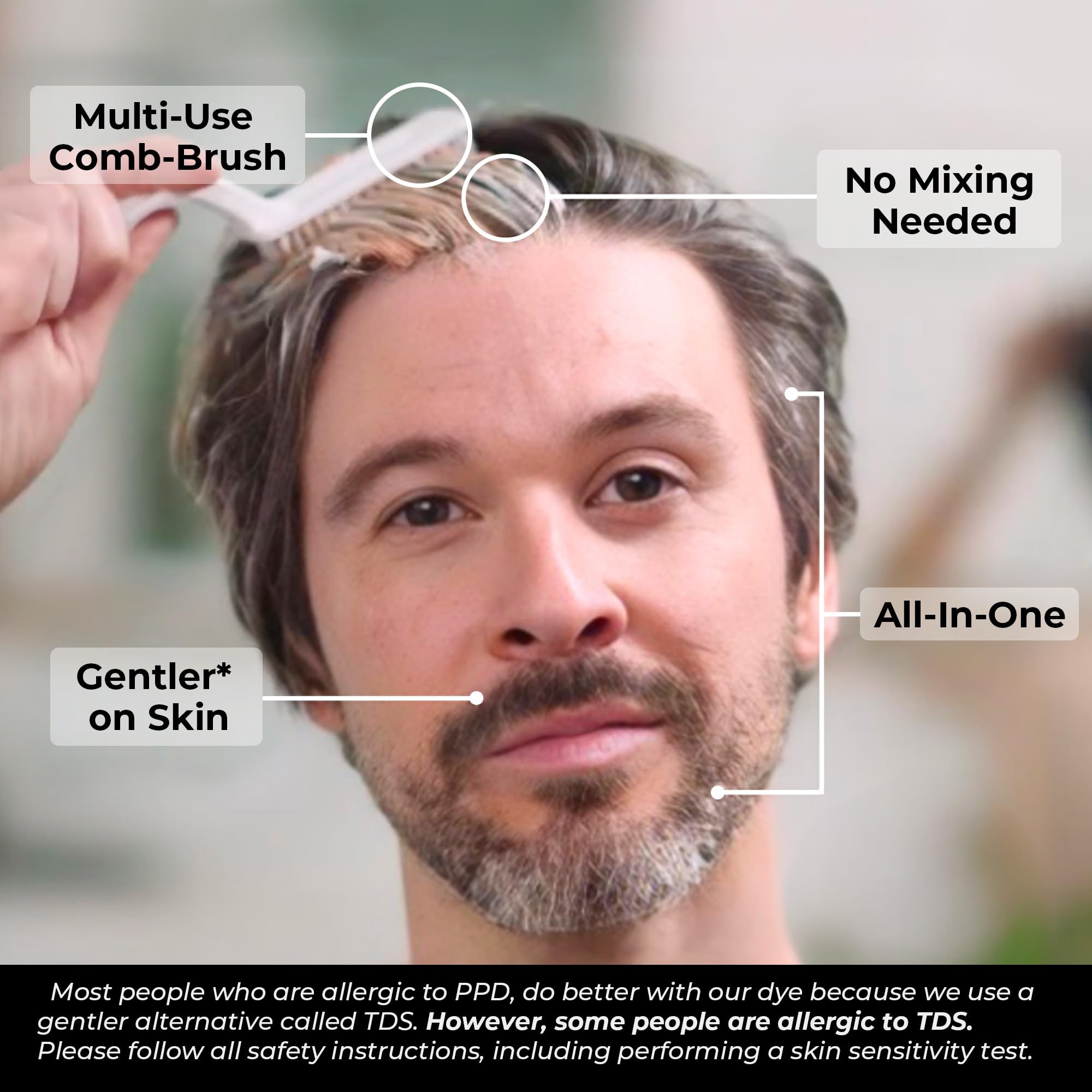 Simpler Hair Color for Men - Full Gray Coverage Dye Kit, Medium Brown