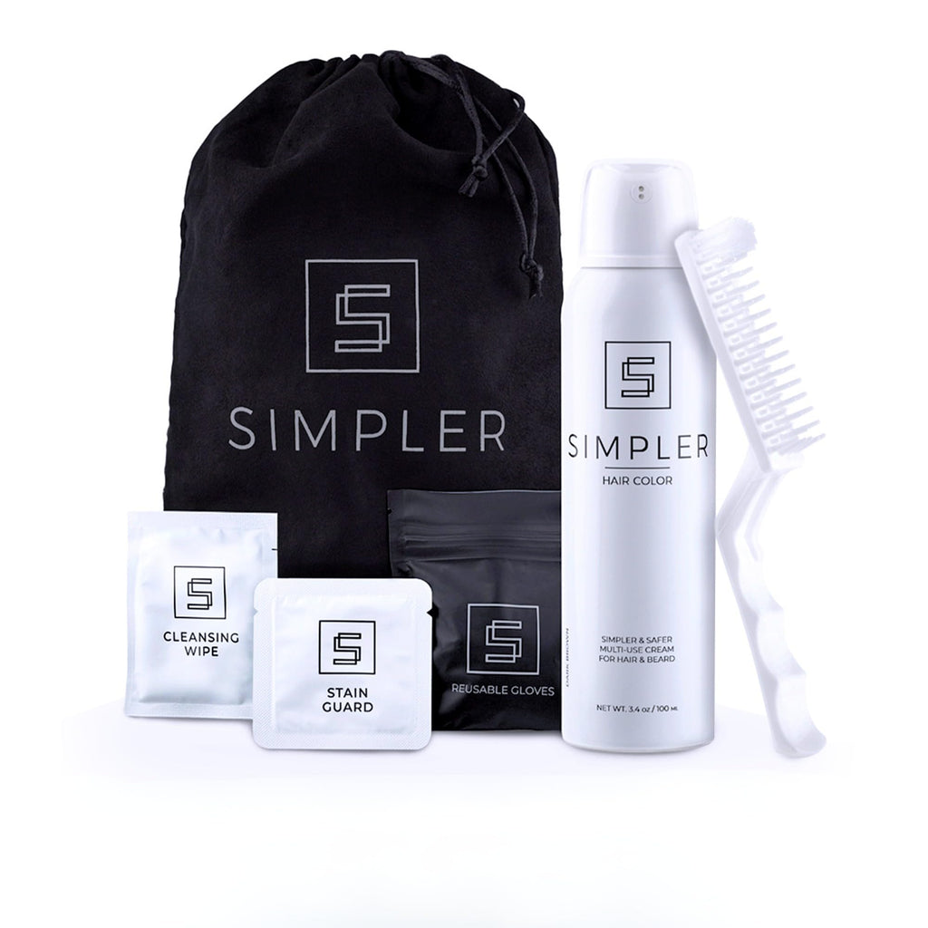 Simpler Hair Color for Men - Full Gray Coverage Dye Kit, Medium Brown