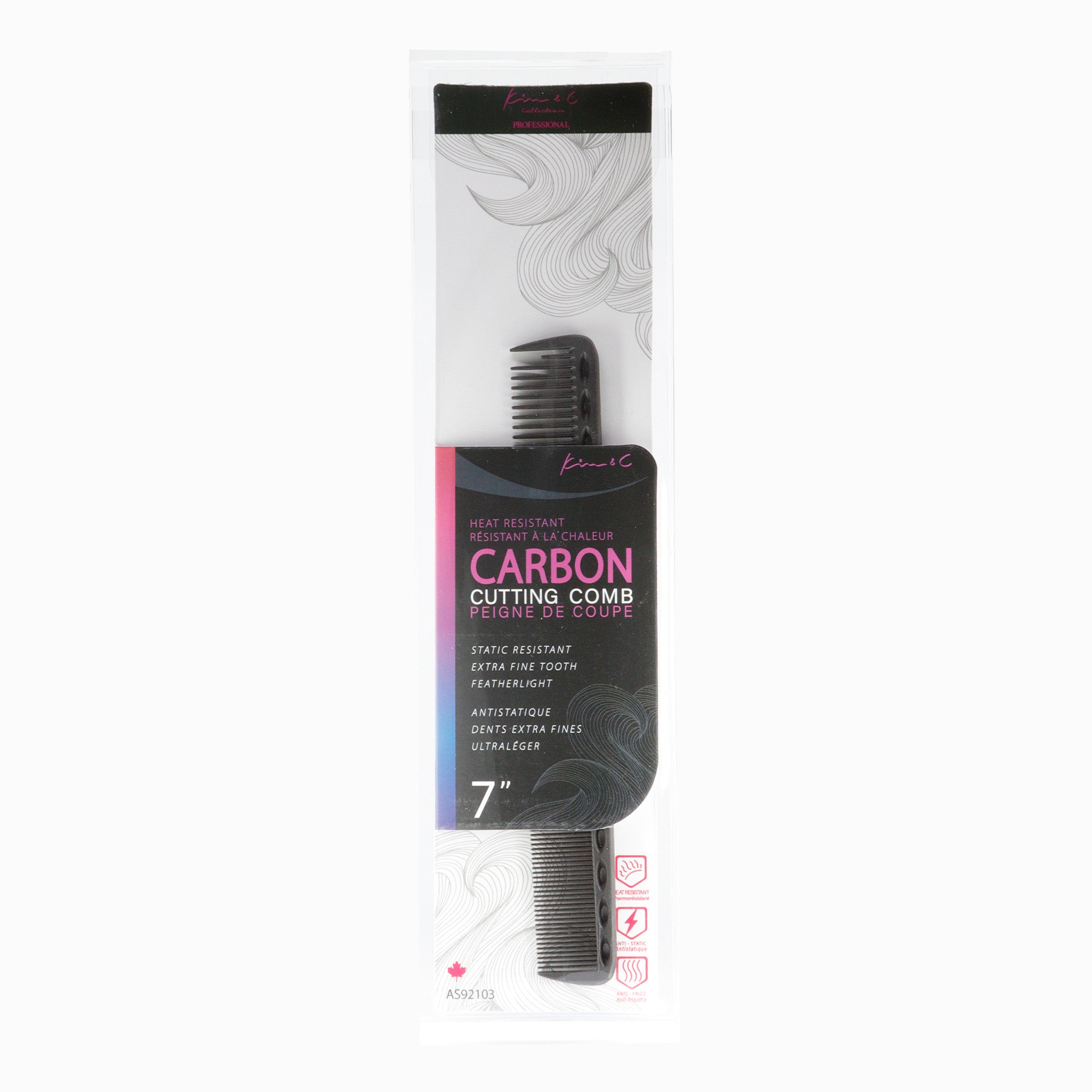 Kim &amp; C Carbon Cutting Comb 7inch