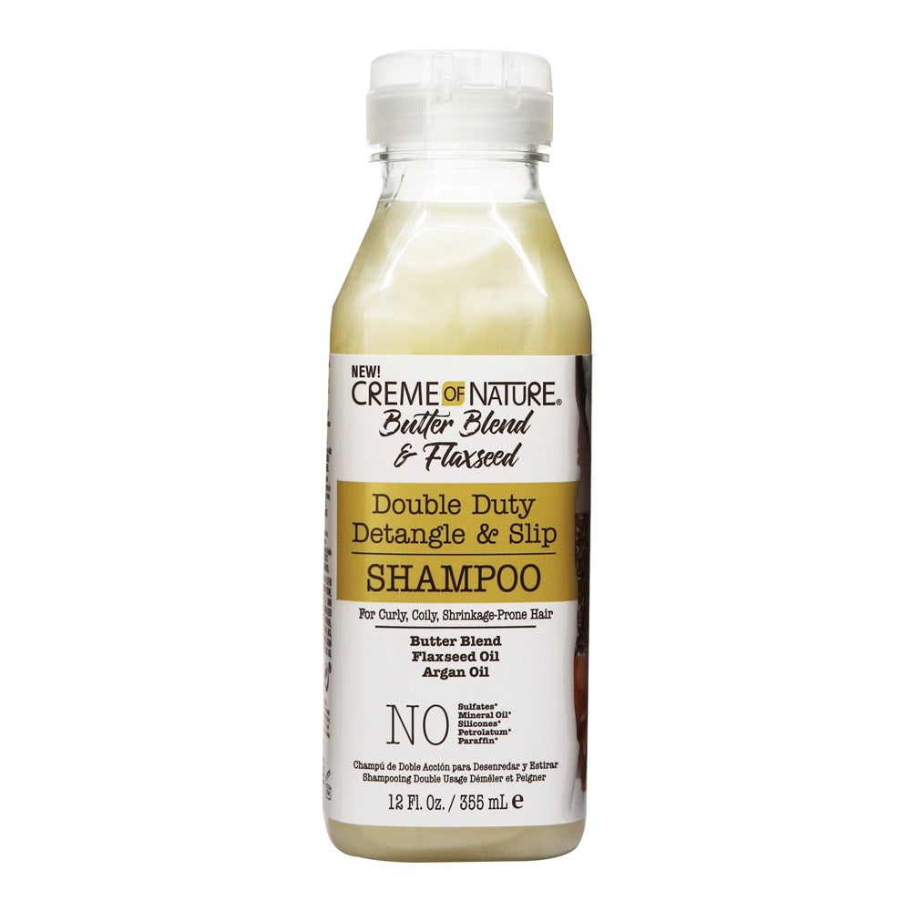CREME OF NATURE Butter Blend &amp; Flaxseed Double Duty Detangle &amp; Slip Shampoo (12oz)