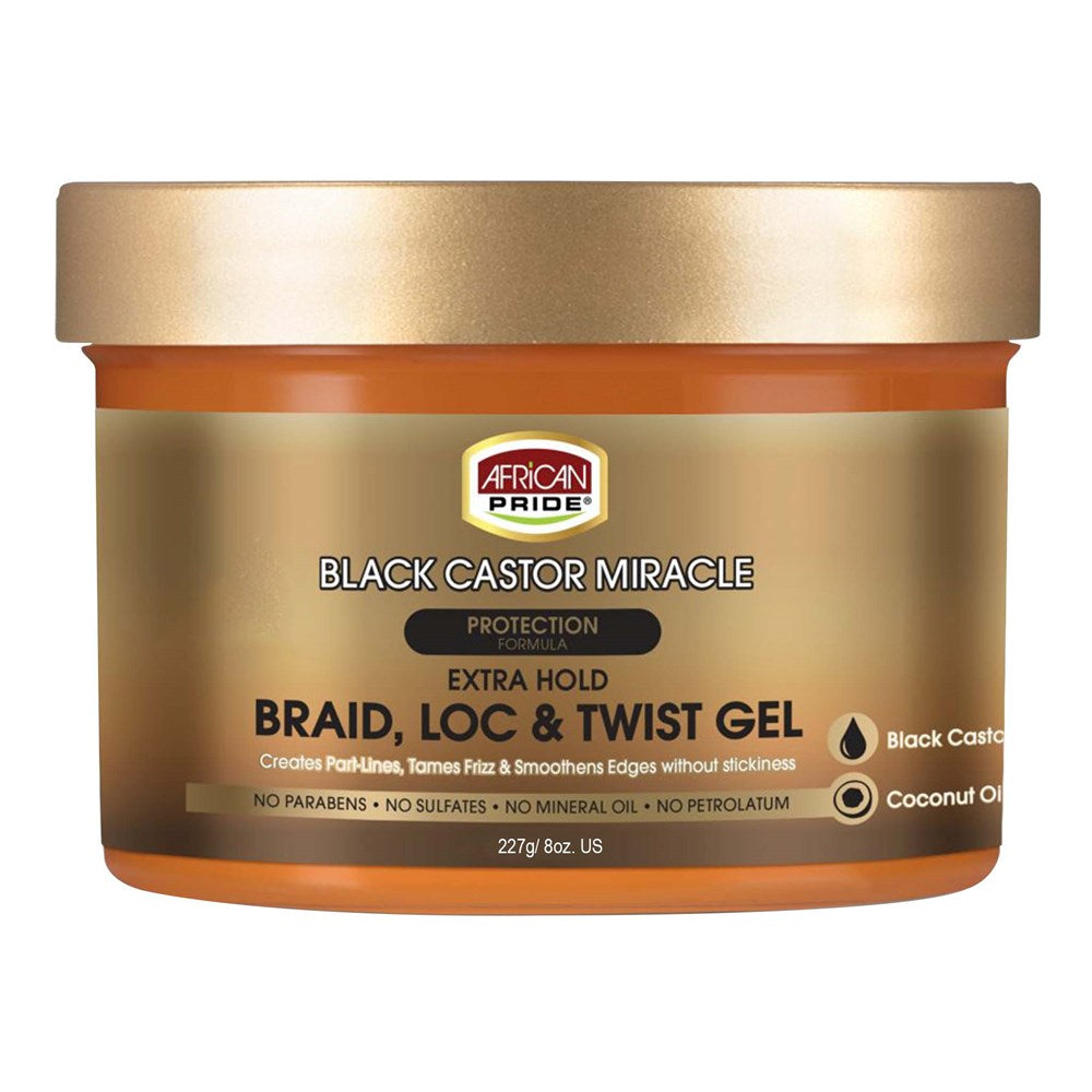 AFRICAN PRIDE Black Castor Miracle Braid Loc &amp; Twist Gel (8oz)