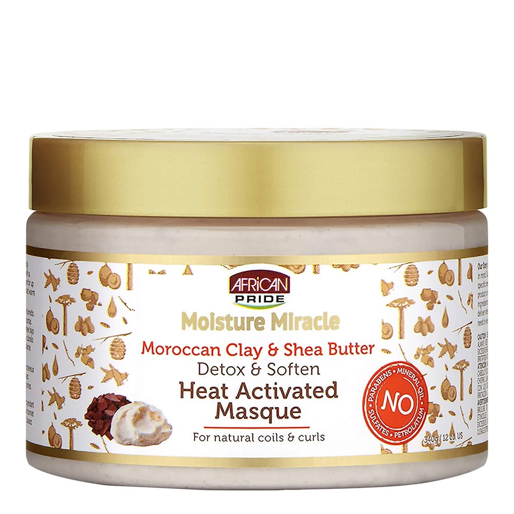 AFRICAN PRIDE Moisture Miracle Moroccan Clay &amp; Shea Butter Heat Activated Masque (12oz)