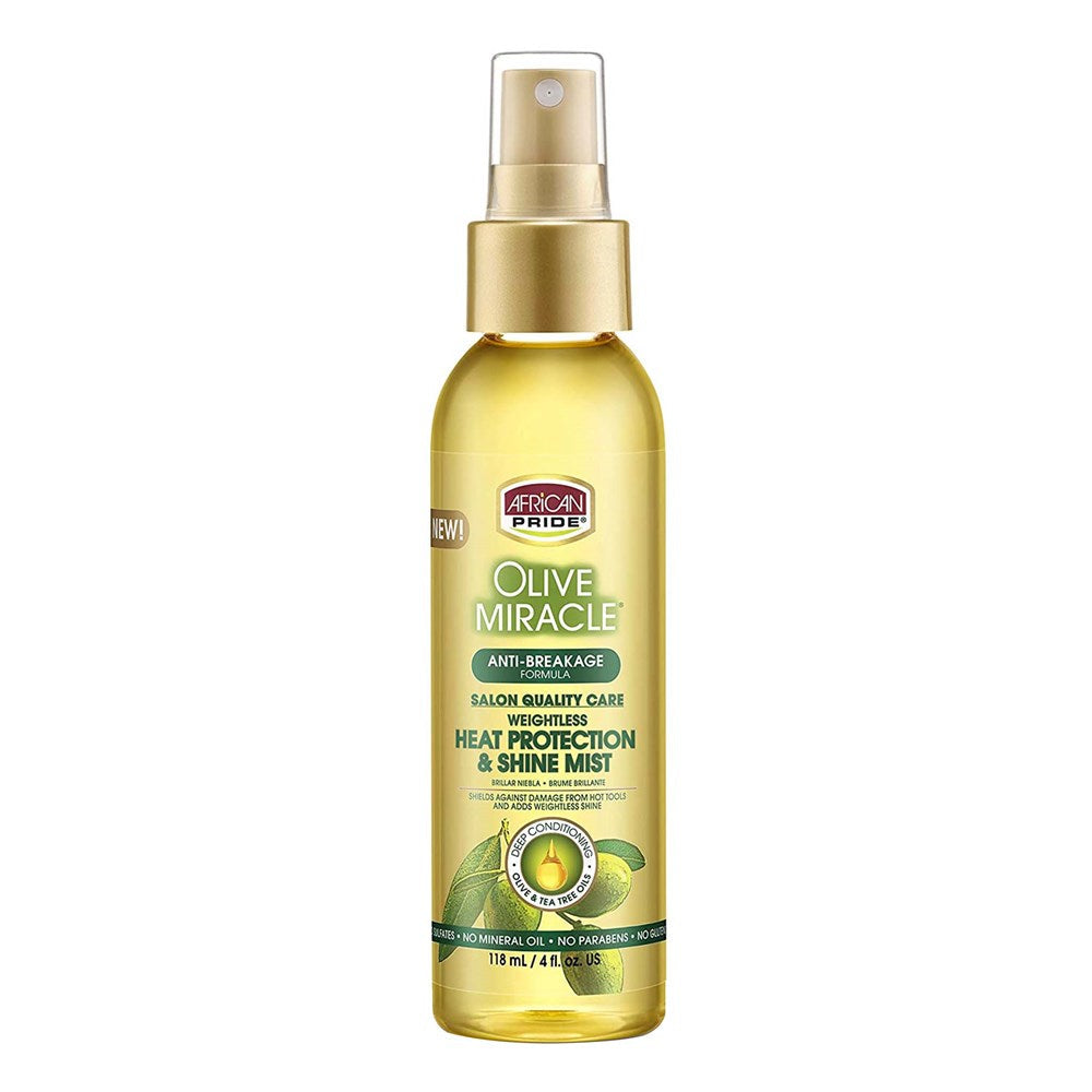 AFRICAN PRIDE Olive Miracle Heat Protection &amp; Shine Mist (4oz)