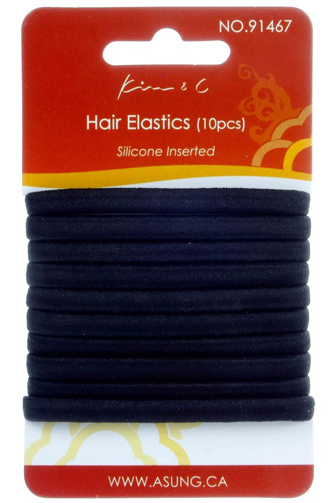 KIM &amp; C Silicone Hair Elastic Ponytailers Black (10pcs)