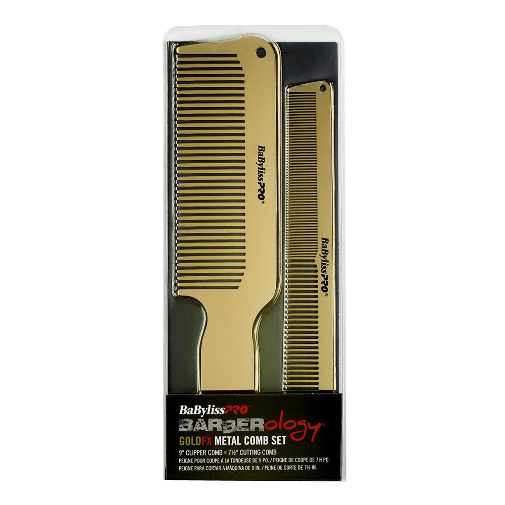 BABYLISS PRO Gold Metal Comb Set [9" clipper &amp; 7-1/2" cutting comb]