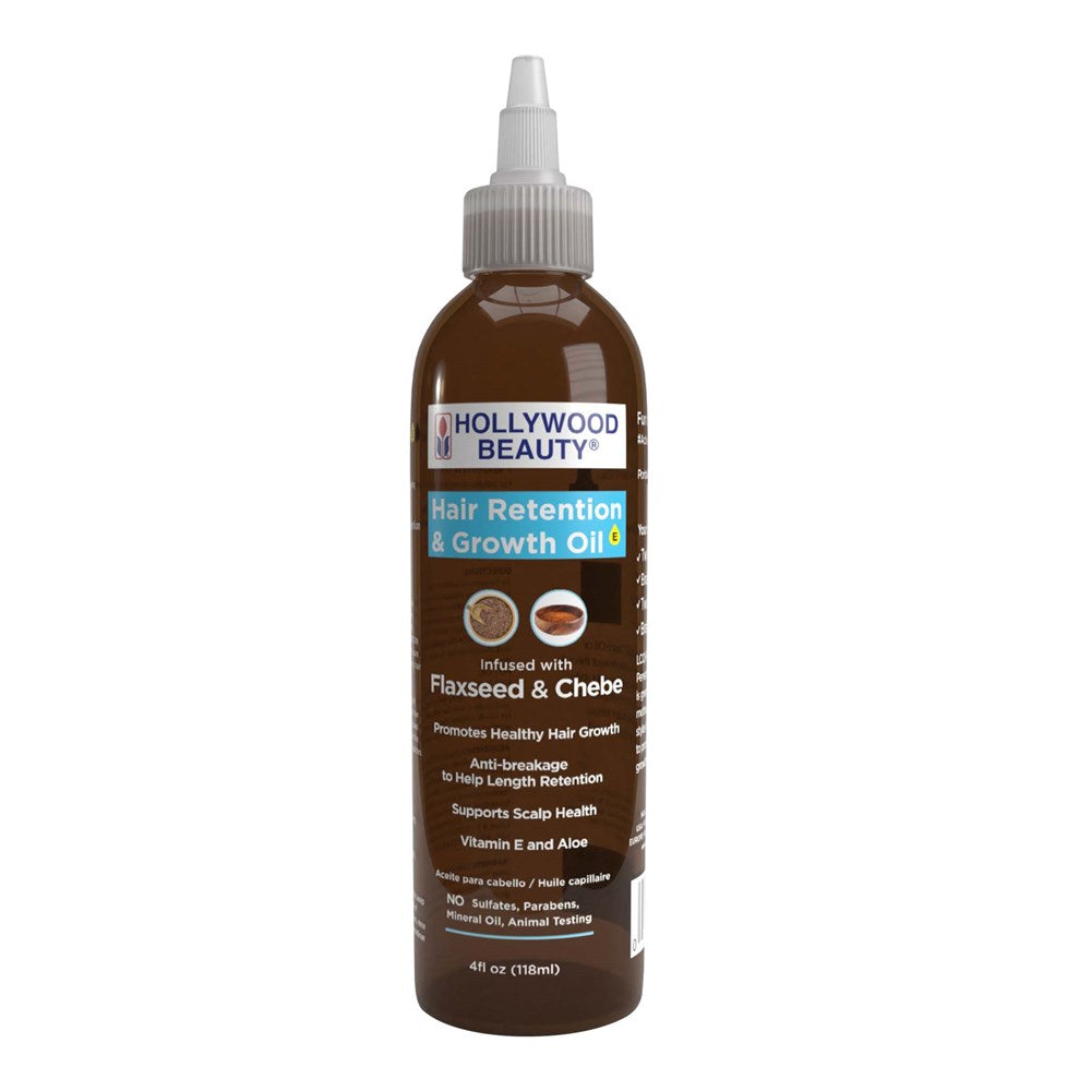 HOLLYWOOD BEAUTY Hair Retention &amp; Growth Oil with Flaxseed &amp; Chebe (4oz)
