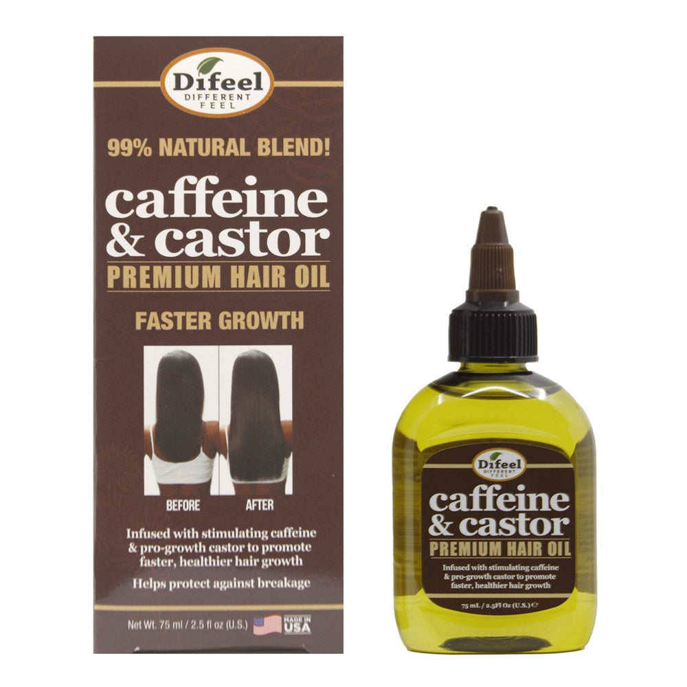 Difeel (Sunflower) Caffeine &amp; Castor Faster Growth Premium Hair Oil (2.5oz)