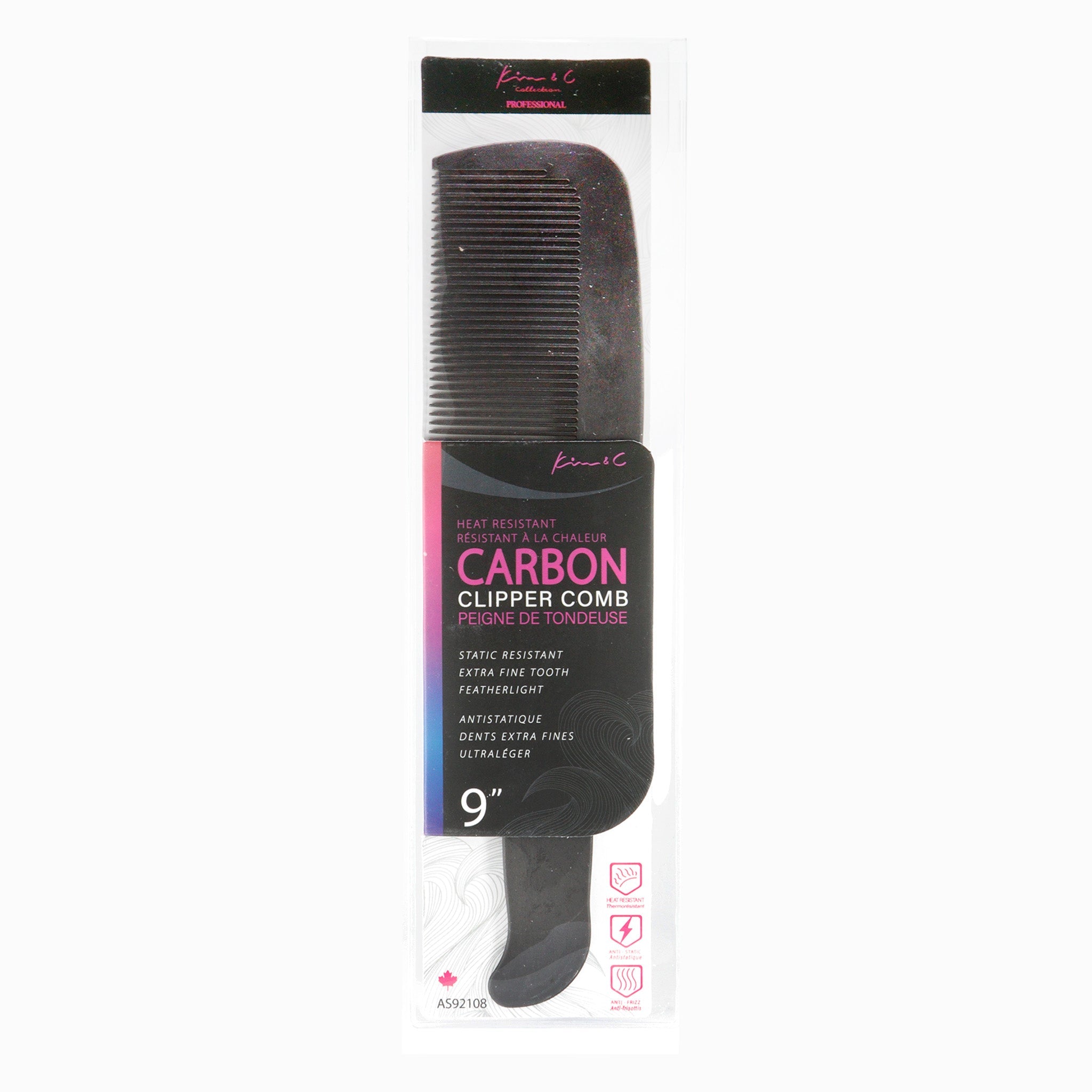 Kim &amp; C Carbon Clipper Comb 9inch