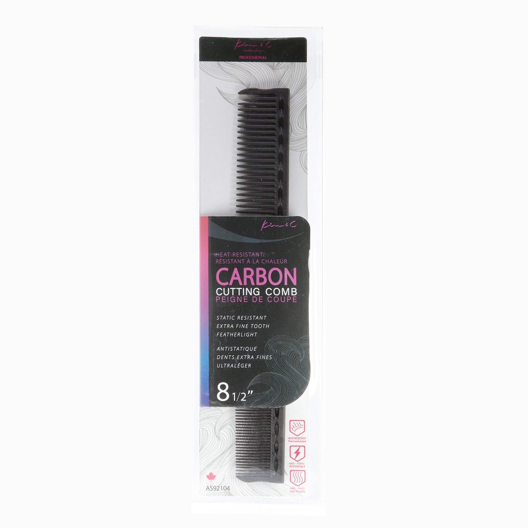 Kim &amp; C Carbon Cutting Comb 8 1/2inch
