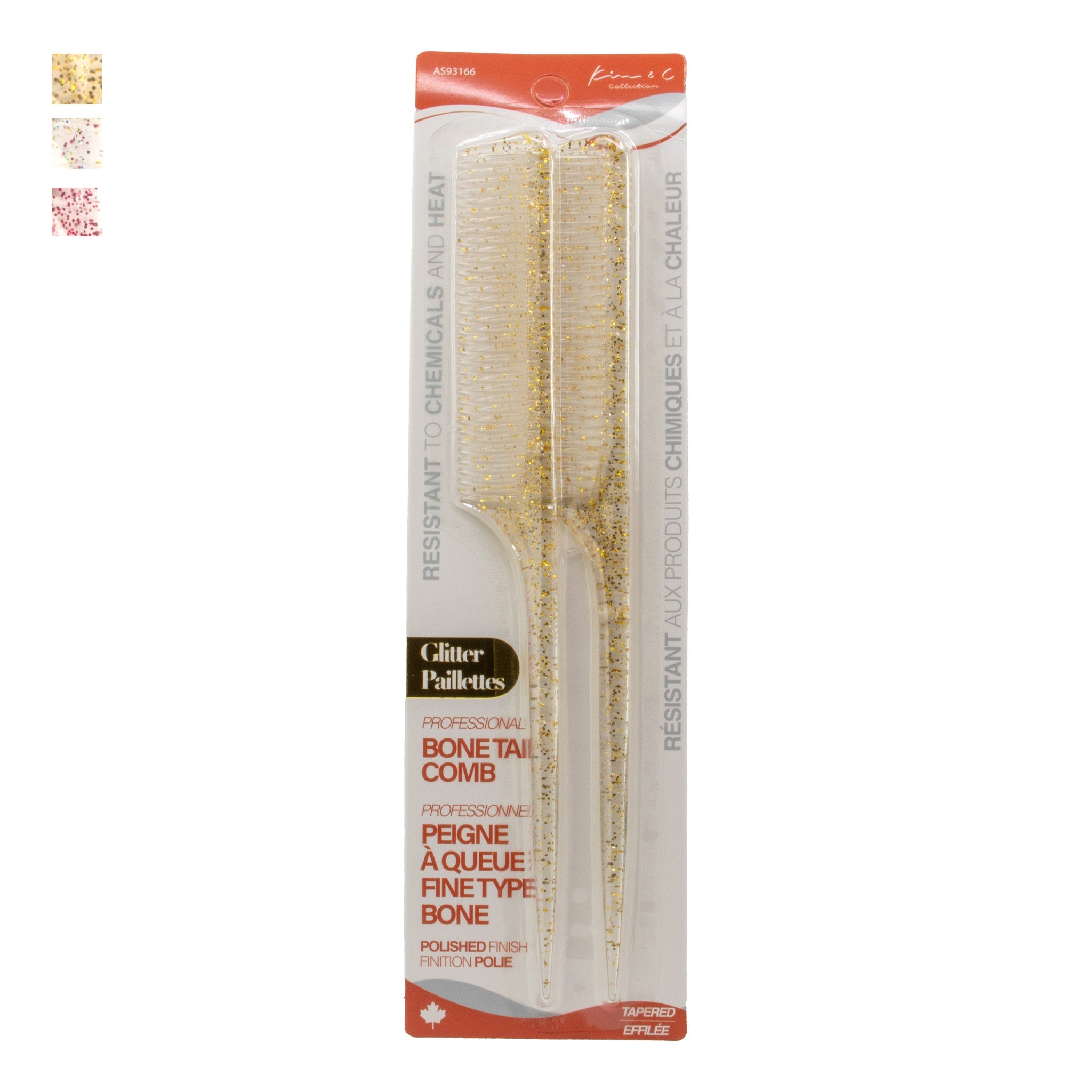 Kim &amp; C Bone Tail Styling Comb(2pcs)-Glitter